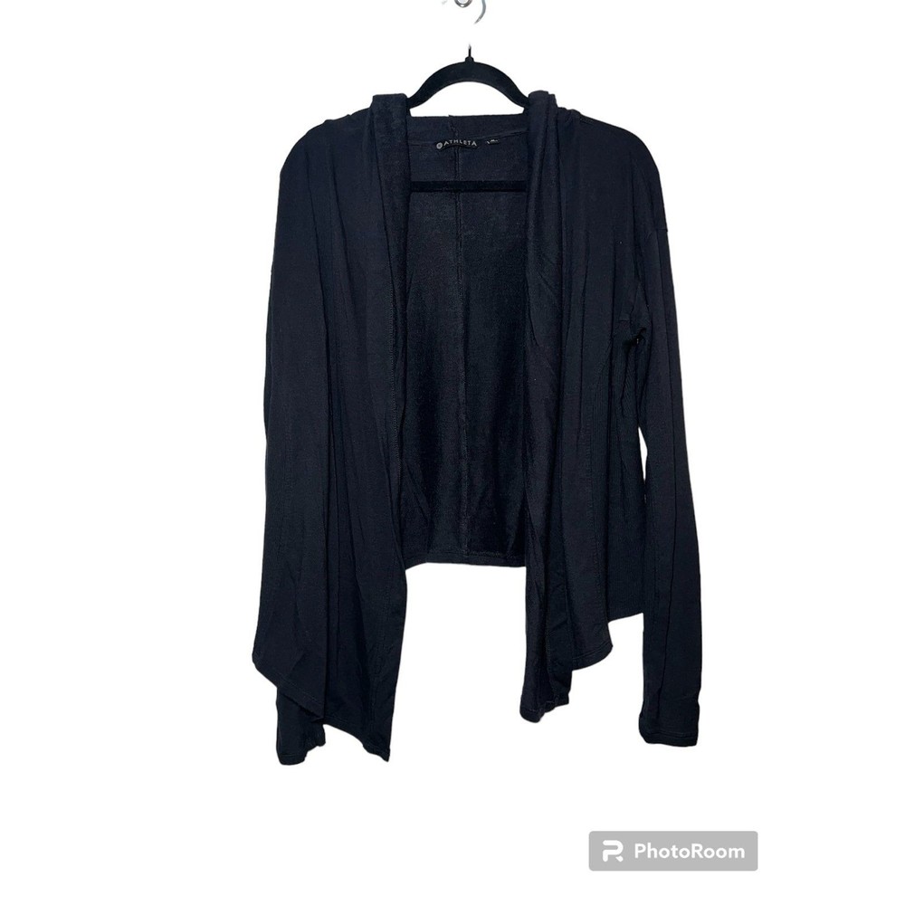 Athleta Black Waterfall Cardigan Sweater Size M